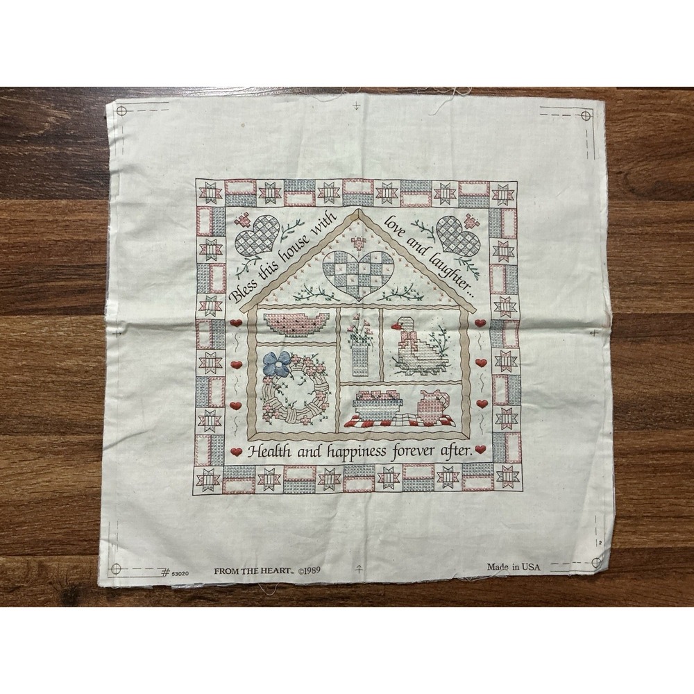 1989 From The Heart BLESS THIS HOUSE Cross Stitch Sampler *Incomplete